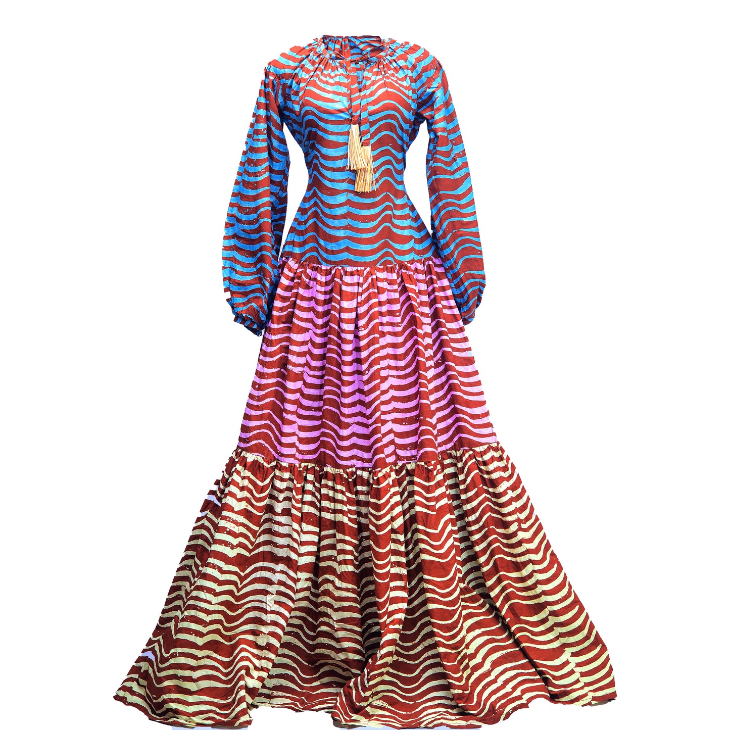 Ombre Print Wavy 3 Tier Dress