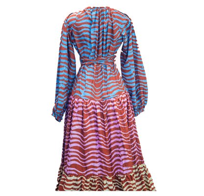 Ombre Print Wavy 3 Tier Dress