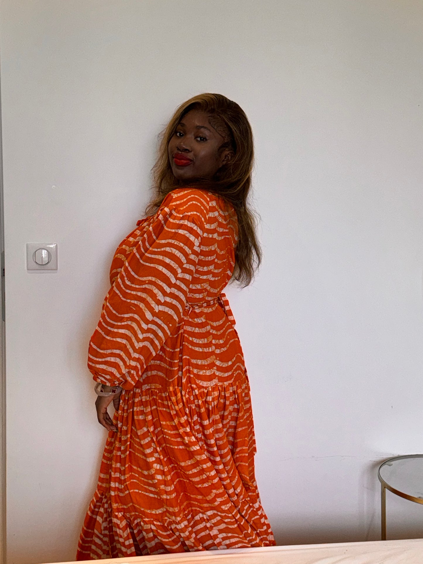 Orange Tiered Dress