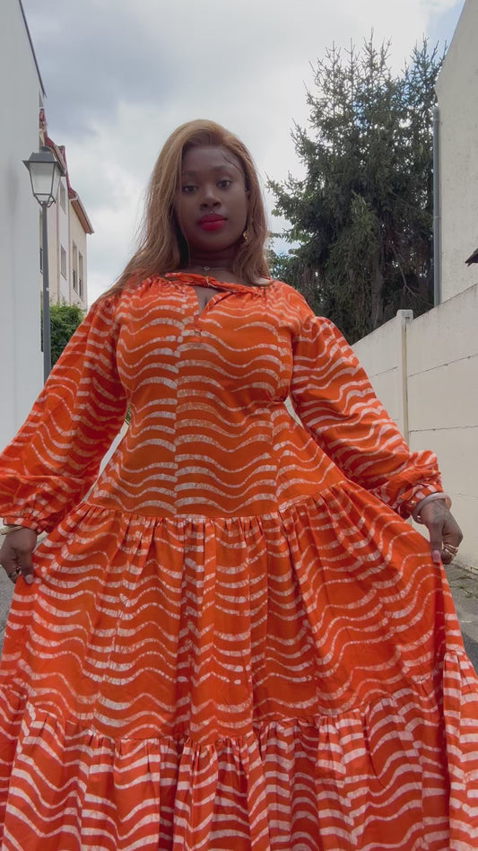 Orange Tiered Dress